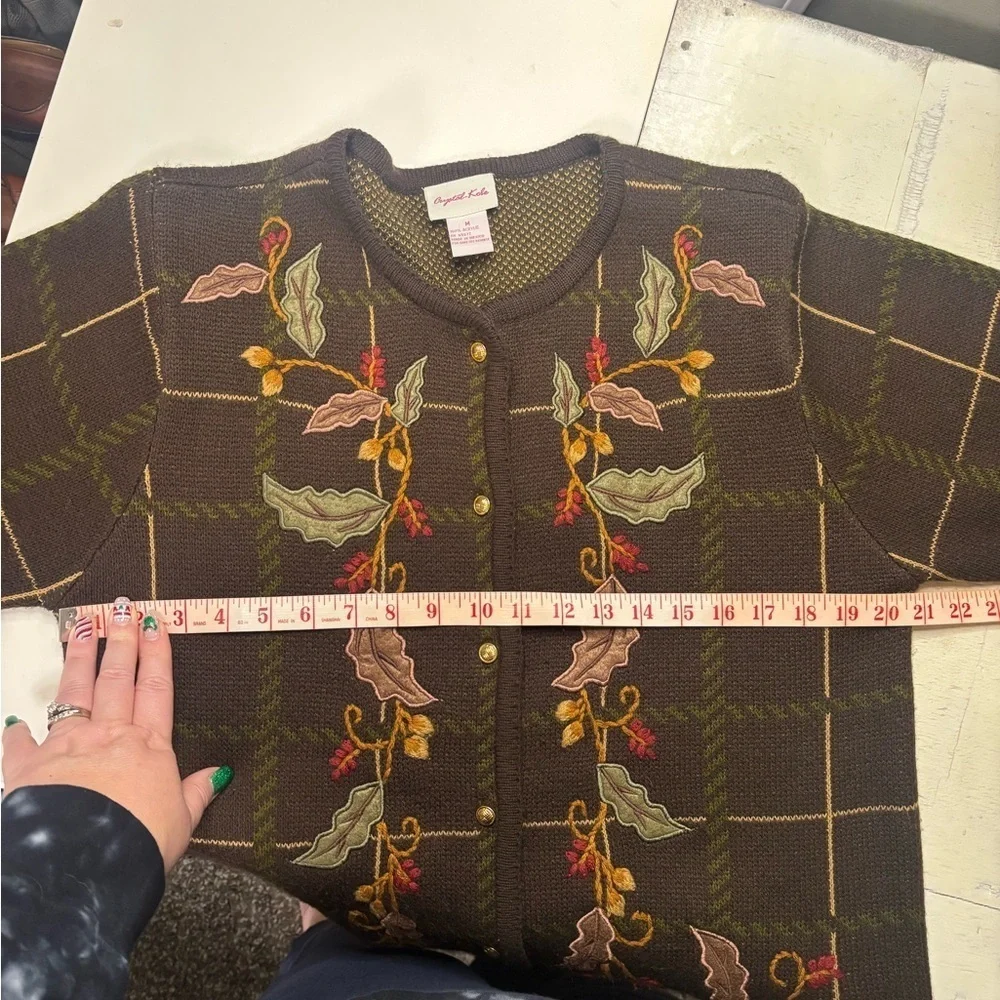 Crystal-Kobe Cardigan Sweater Womens Size Medium Leaves Vintage Cottagecore